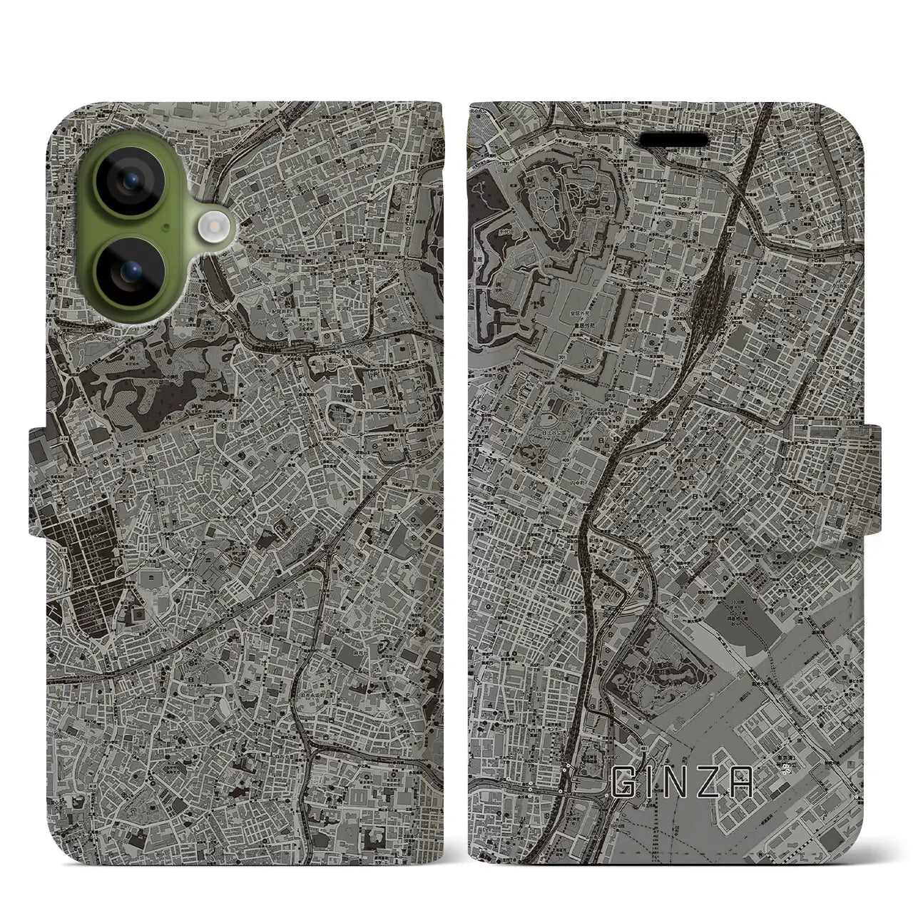 【銀座（東京都）】地図柄iPhoneケース（手帳タイプ）