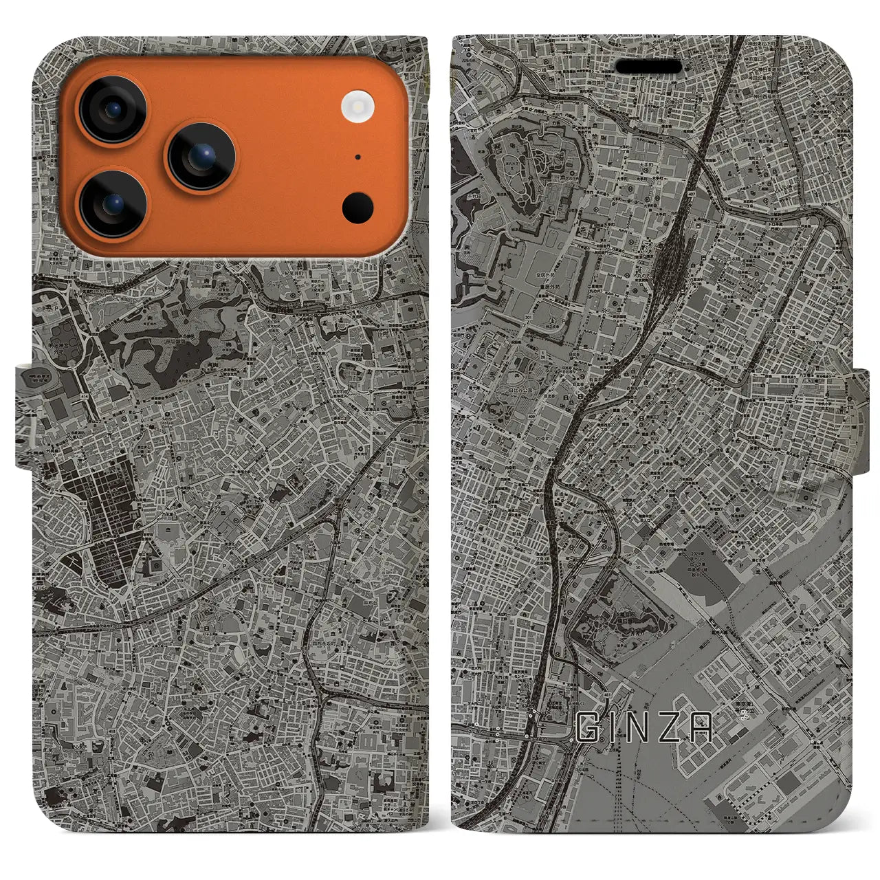 【銀座（東京都）】地図柄iPhoneケース（手帳タイプ）