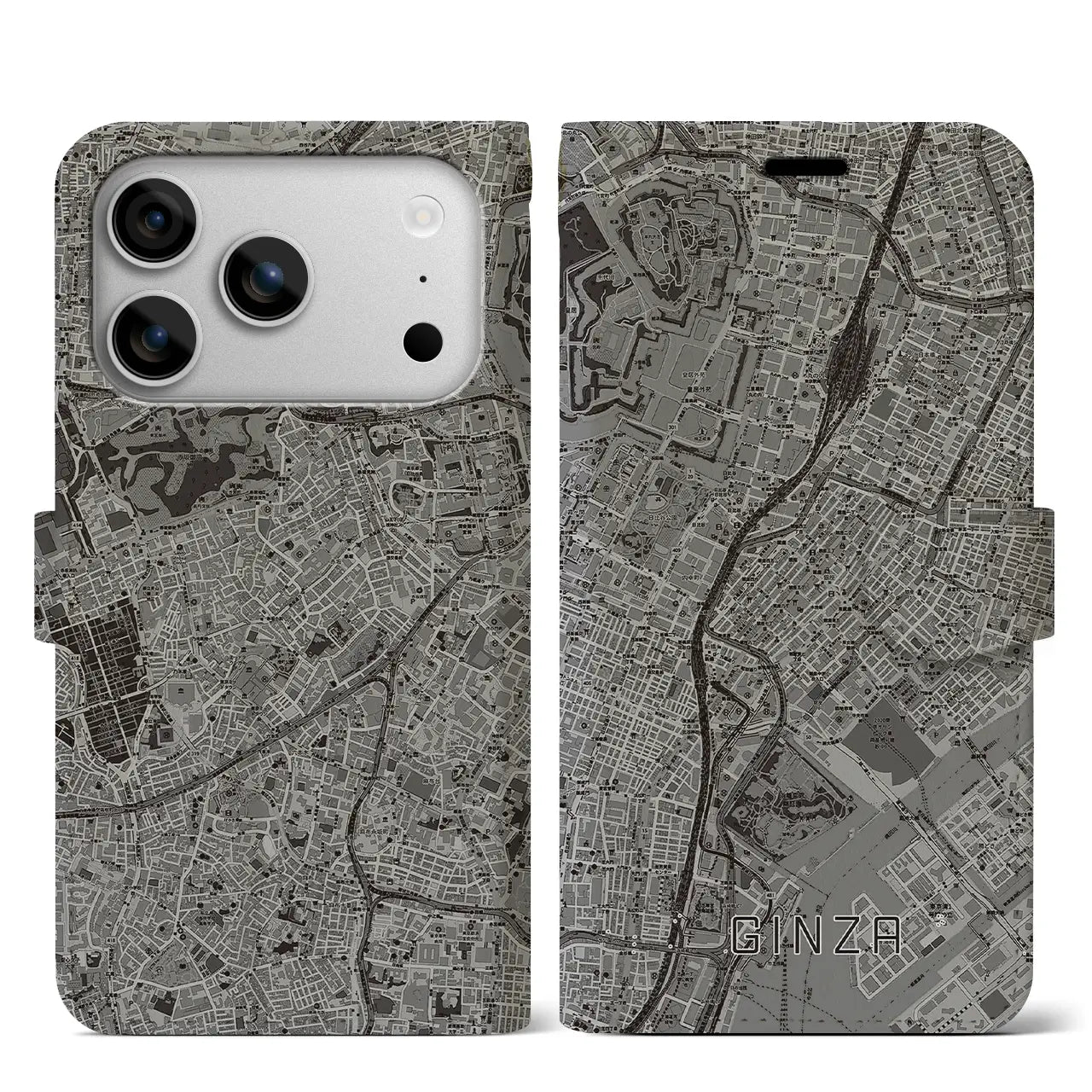 【銀座（東京都）】地図柄iPhoneケース（手帳タイプ）