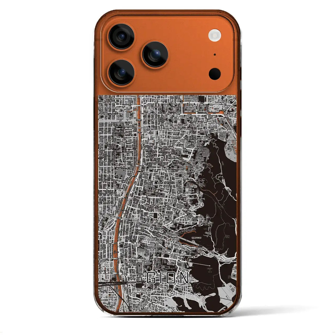【祇園（京都府）】地図柄iPhoneケース（クリアタイプ）モノトーン・iPhone 17 Pro Max 用