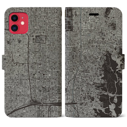 【祇園（京都府）】地図柄iPhoneケース（手帳タイプ）モノトーン・iPhone 11 用