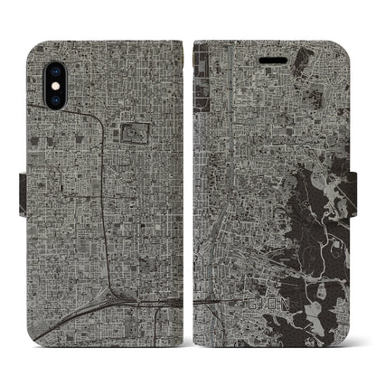 【祇園（京都府）】地図柄iPhoneケース（手帳タイプ）モノトーン・iPhone XS / X 用