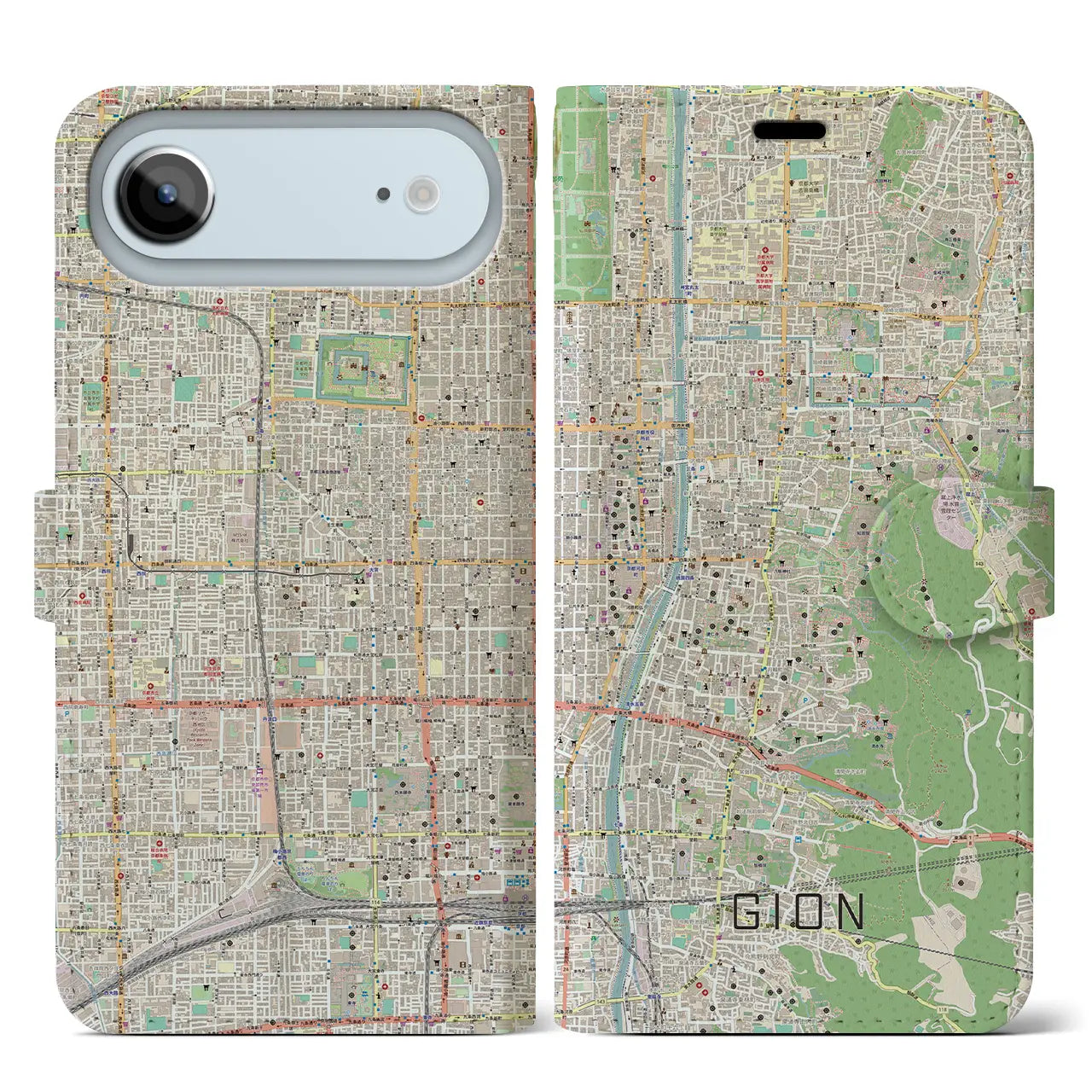 【祇園（京都府）】地図柄iPhoneケース（手帳タイプ）