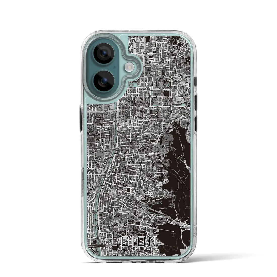 【祇園(京都府)】地図柄iPhoneケース(MagSafeタイプ)モノトーン・iPhone 16 Pro 用