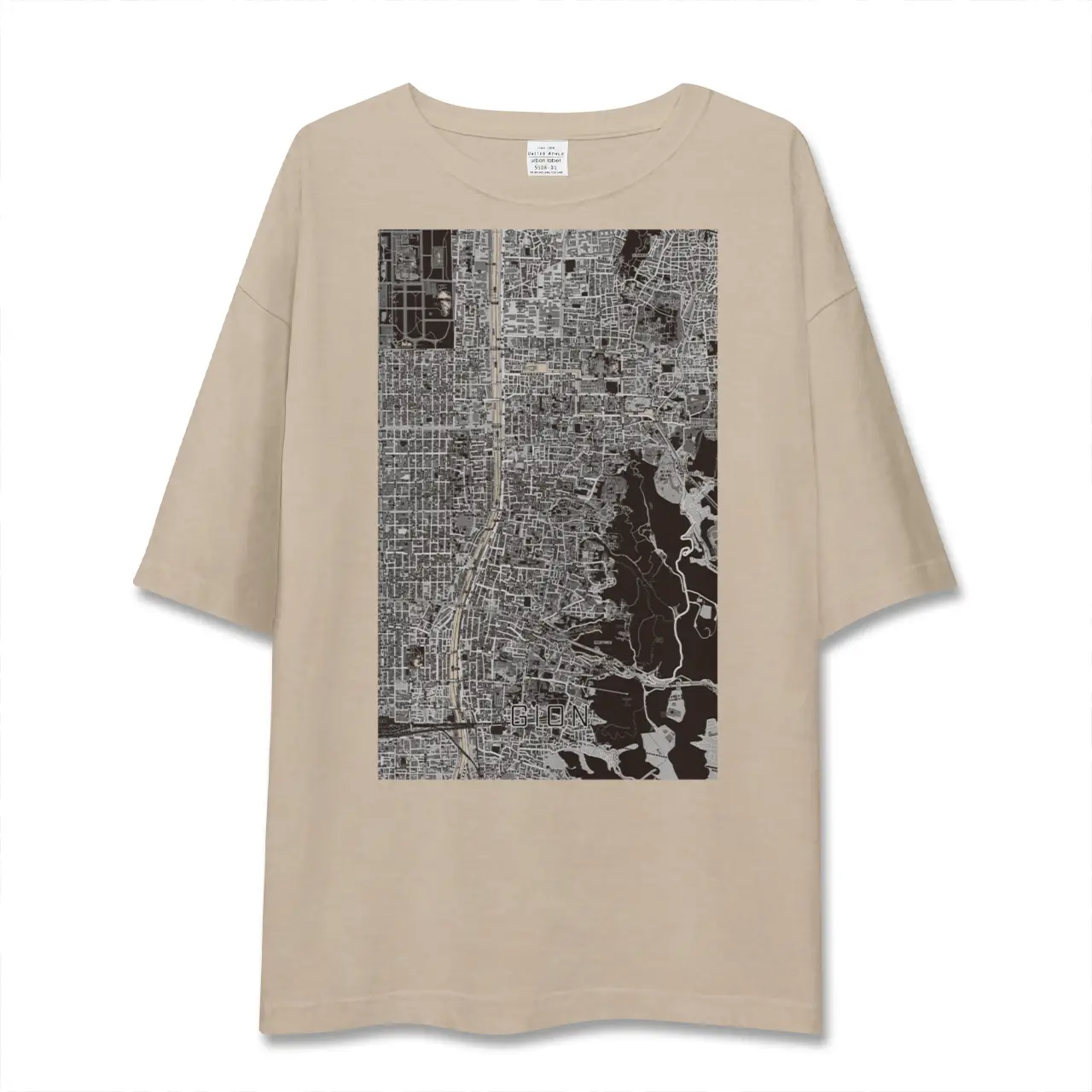 【祇園（京都府）】地図柄ビッグシルエットTシャツ