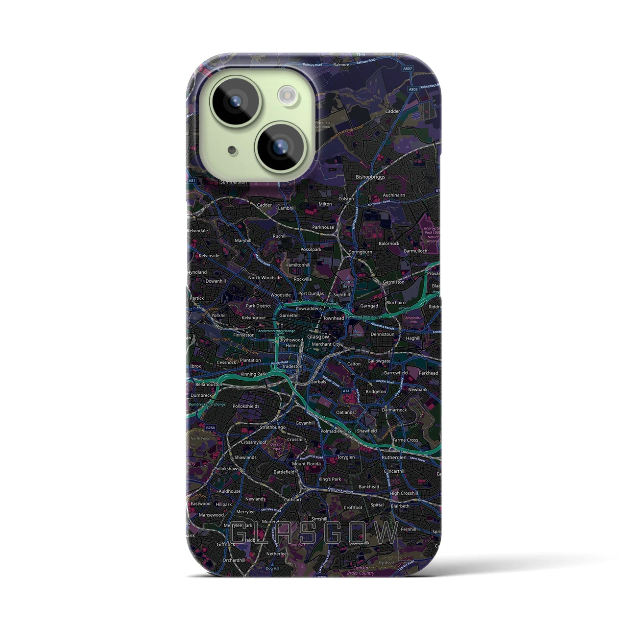 【グラスゴー（イギリス）】地図柄iPhoneケース（バックカバータイプ）