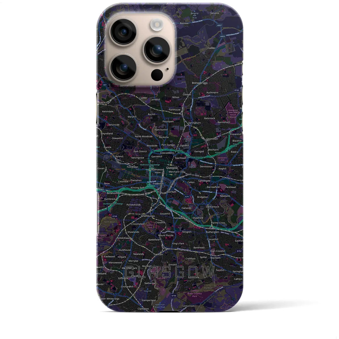 【グラスゴー（イギリス）】地図柄iPhoneケース（バックカバータイプ）