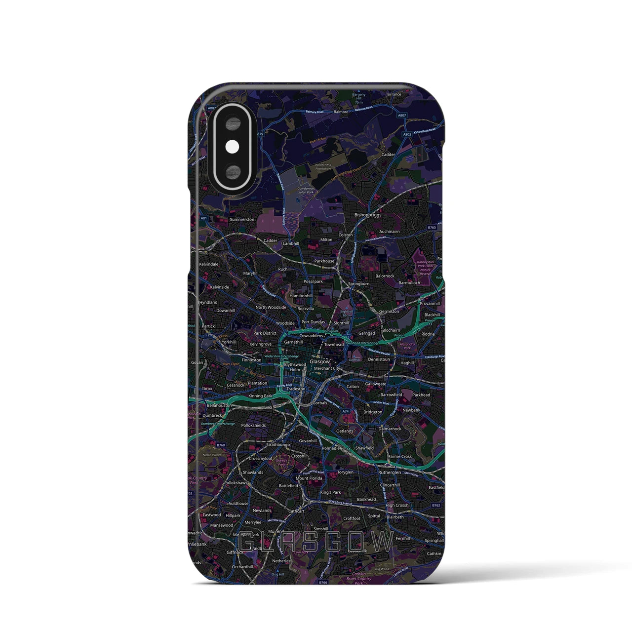 【グラスゴー（イギリス）】地図柄iPhoneケース（バックカバータイプ）