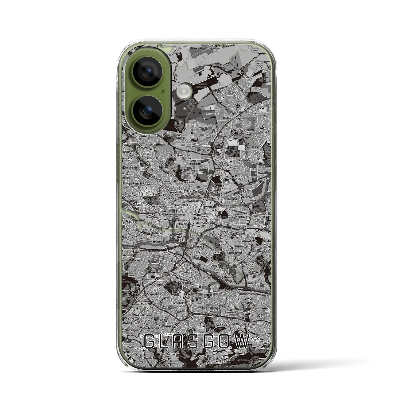 【グラスゴー（イギリス）】地図柄iPhoneケース（クリアタイプ）