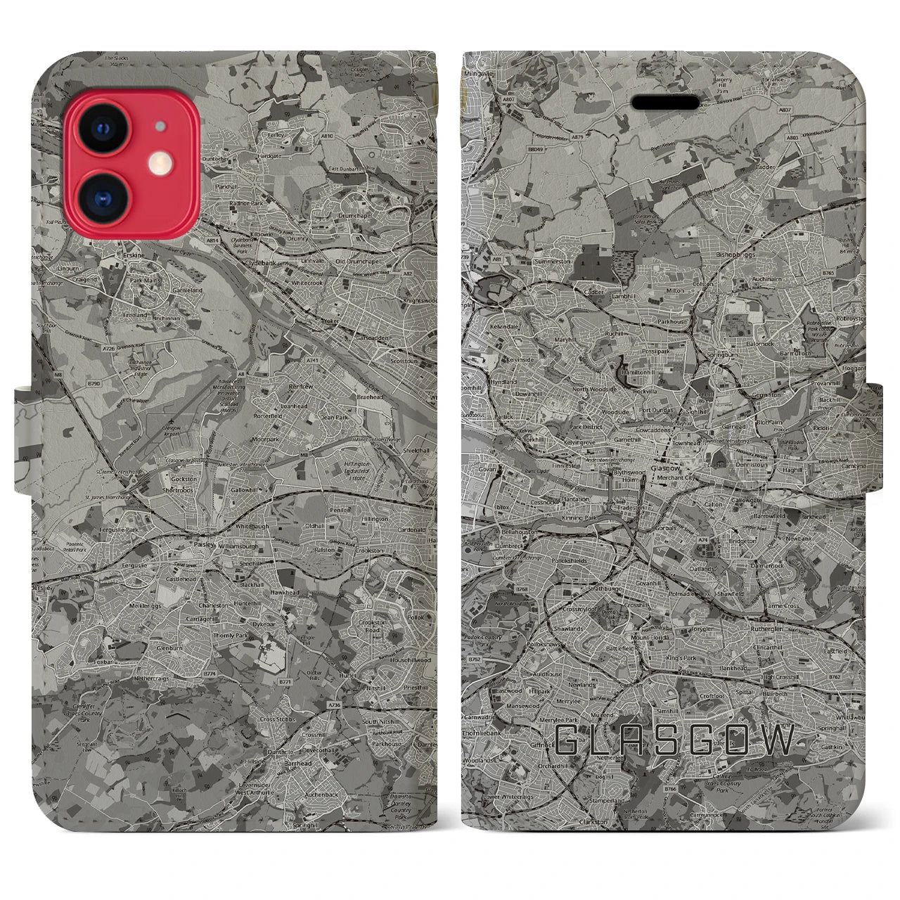 【グラスゴー（イギリス）】地図柄iPhoneケース（手帳タイプ）