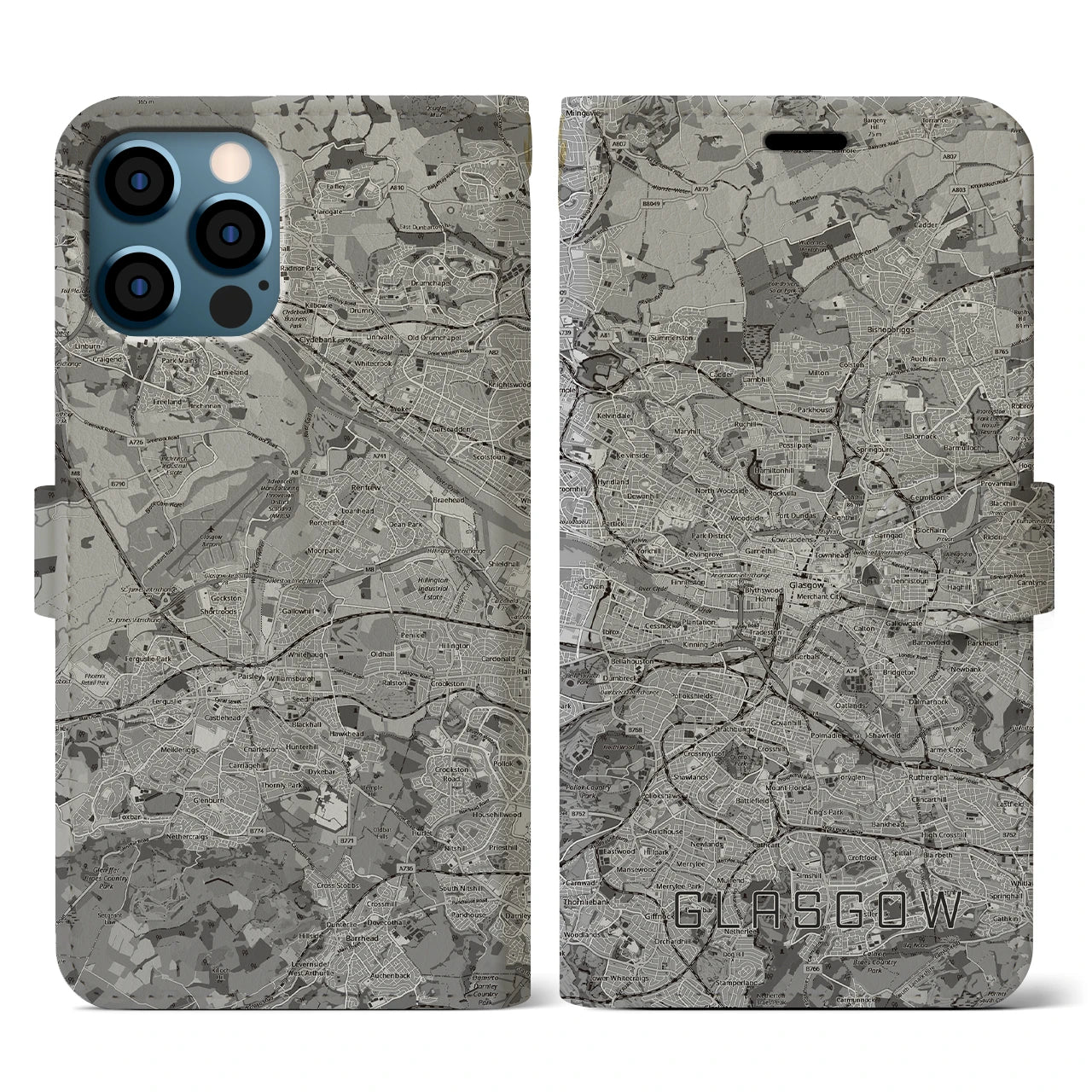 【グラスゴー（イギリス）】地図柄iPhoneケース（手帳タイプ）