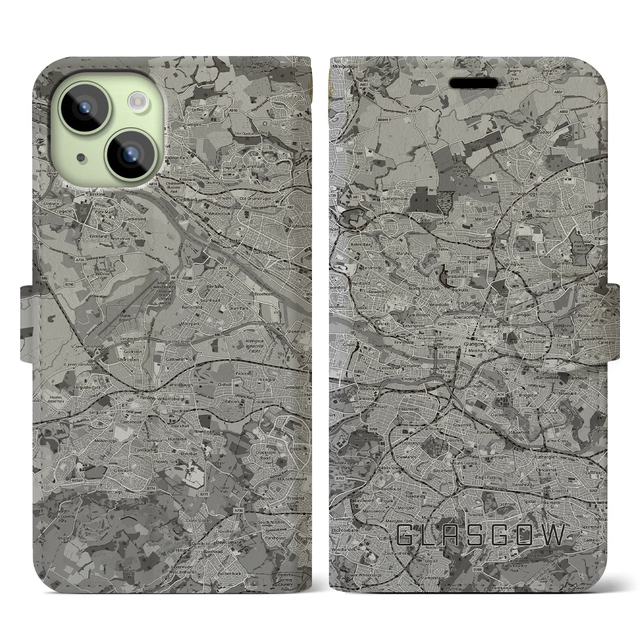【グラスゴー（イギリス）】地図柄iPhoneケース（手帳タイプ）