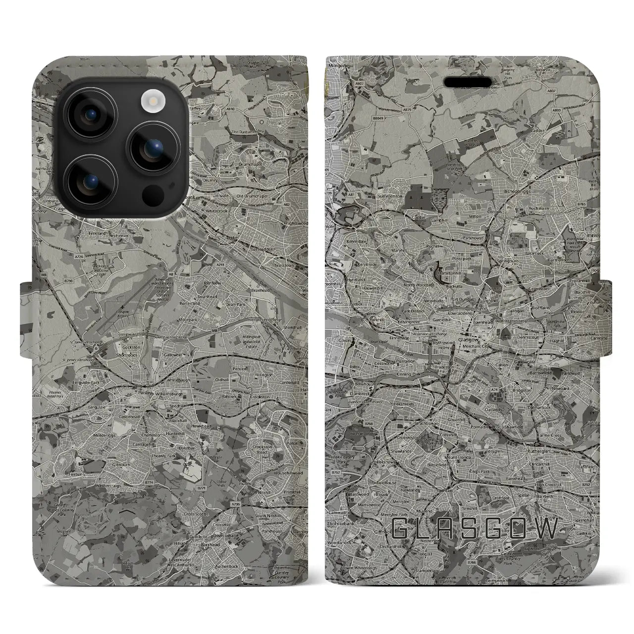 【グラスゴー（イギリス）】地図柄iPhoneケース（手帳タイプ）