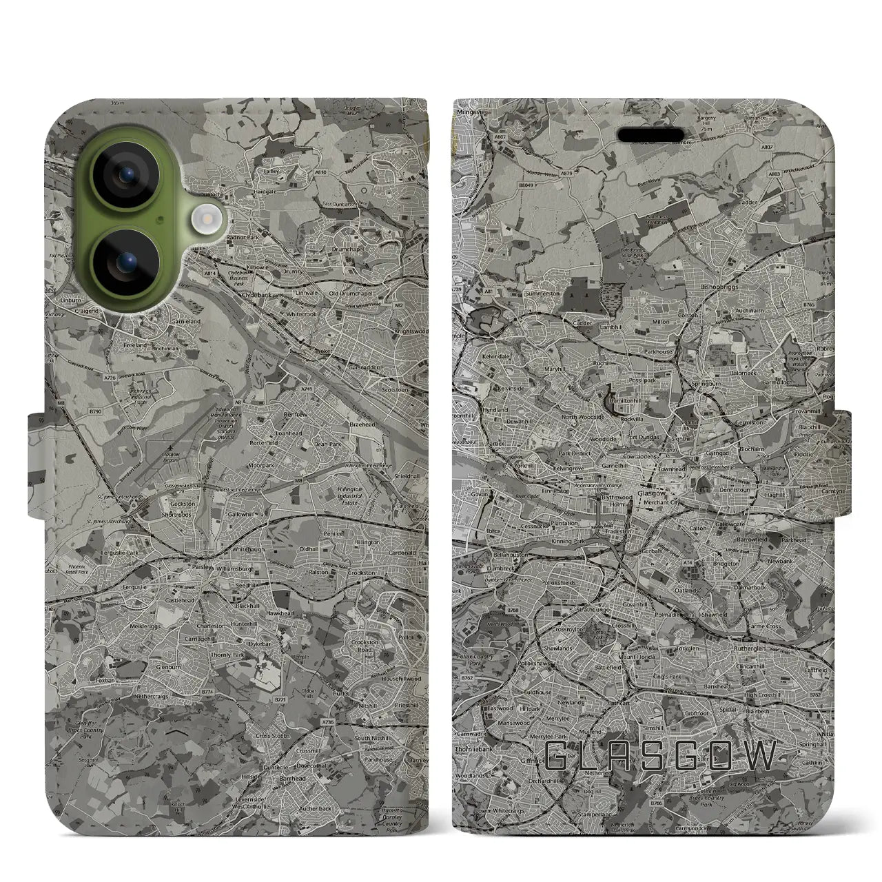 【グラスゴー（イギリス）】地図柄iPhoneケース（手帳タイプ）