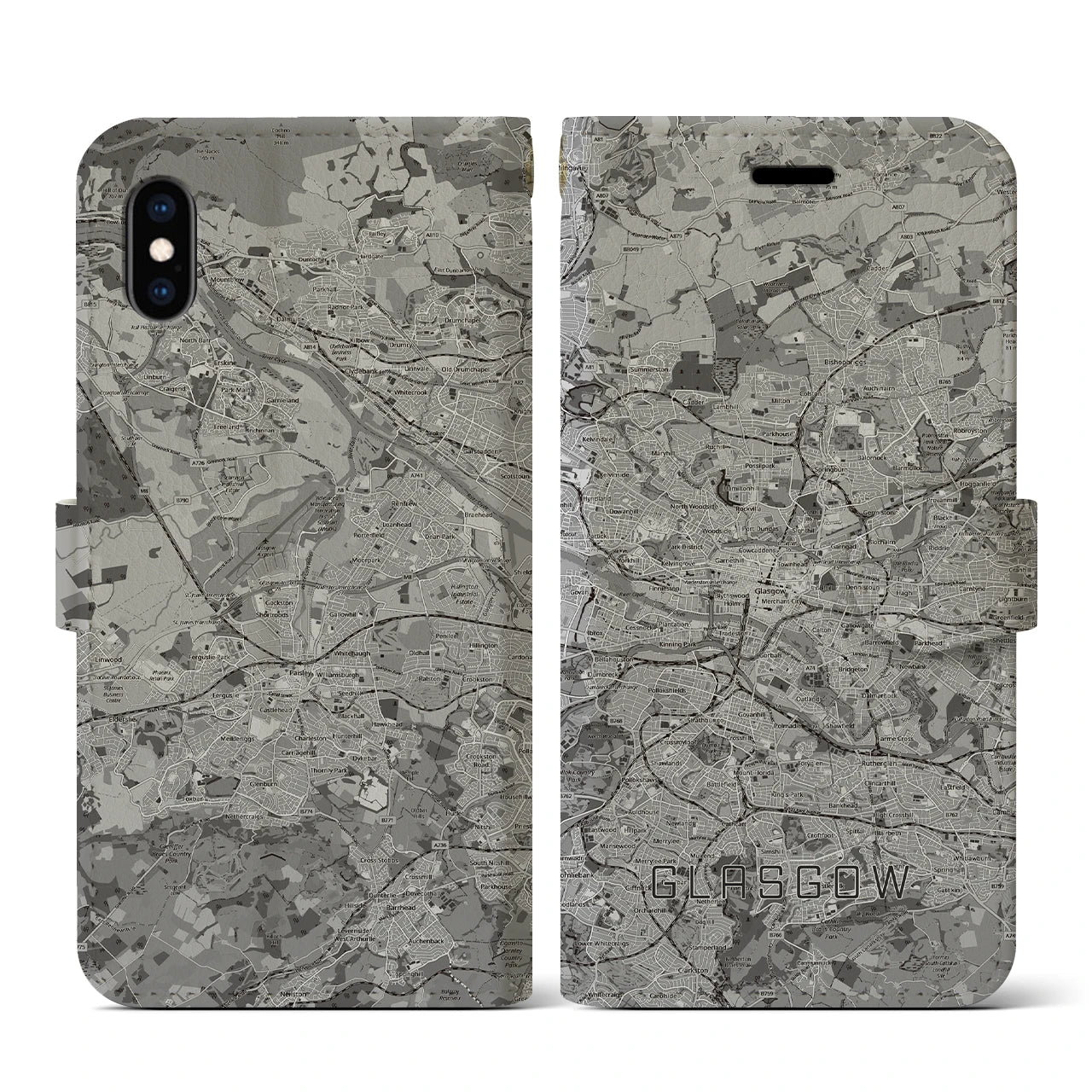 【グラスゴー（イギリス）】地図柄iPhoneケース（手帳タイプ）