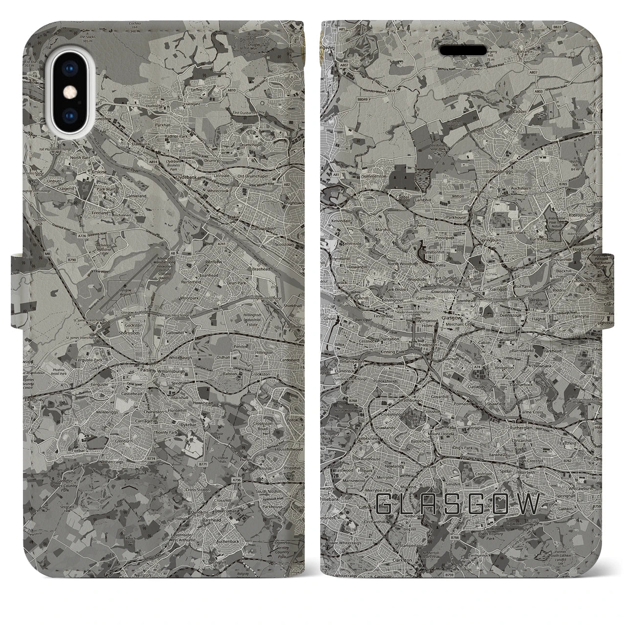 【グラスゴー（イギリス）】地図柄iPhoneケース（手帳タイプ）