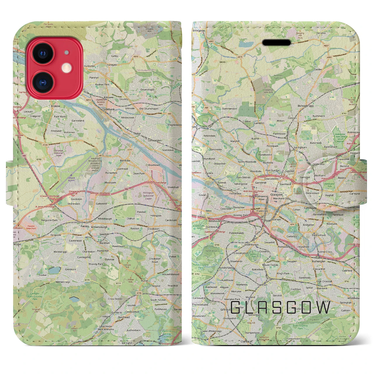 【グラスゴー（イギリス）】地図柄iPhoneケース（手帳タイプ）