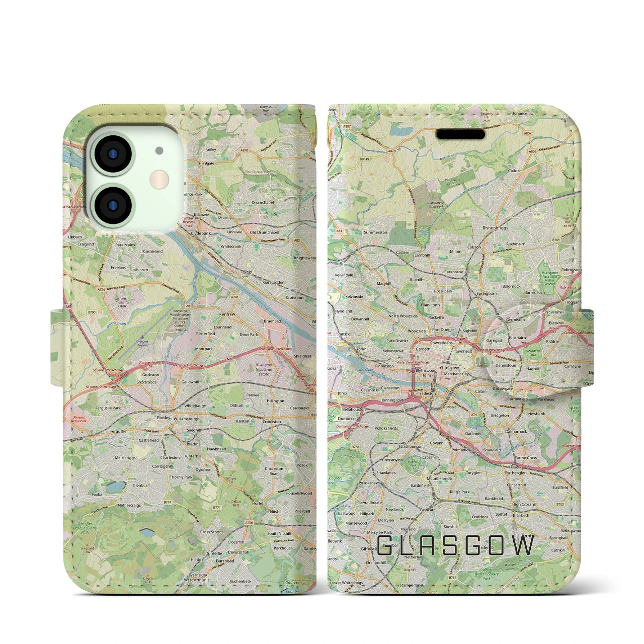 【グラスゴー（イギリス）】地図柄iPhoneケース（手帳タイプ）