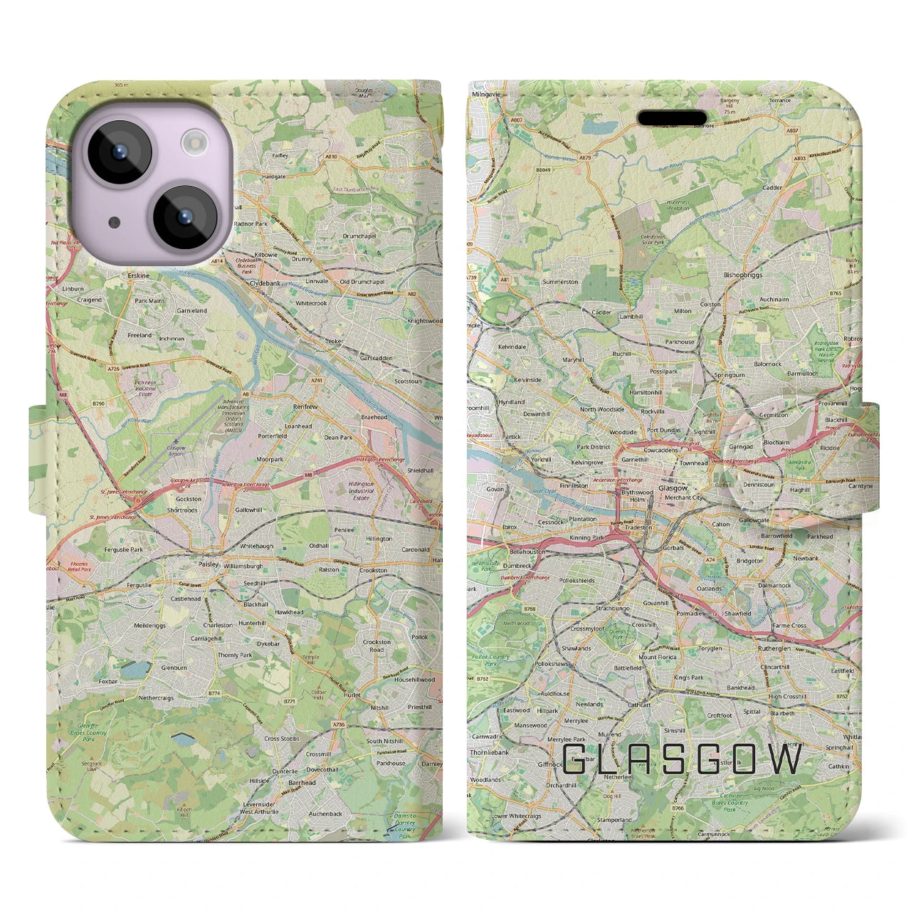 【グラスゴー（イギリス）】地図柄iPhoneケース（手帳タイプ）