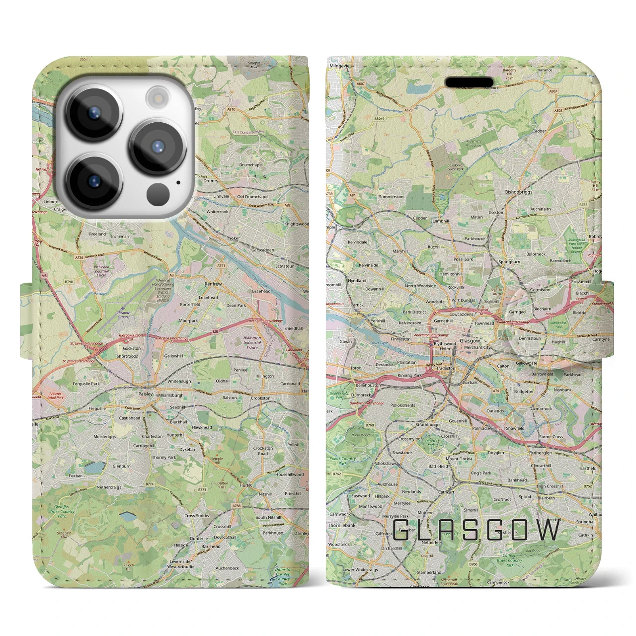 【グラスゴー（イギリス）】地図柄iPhoneケース（手帳タイプ）