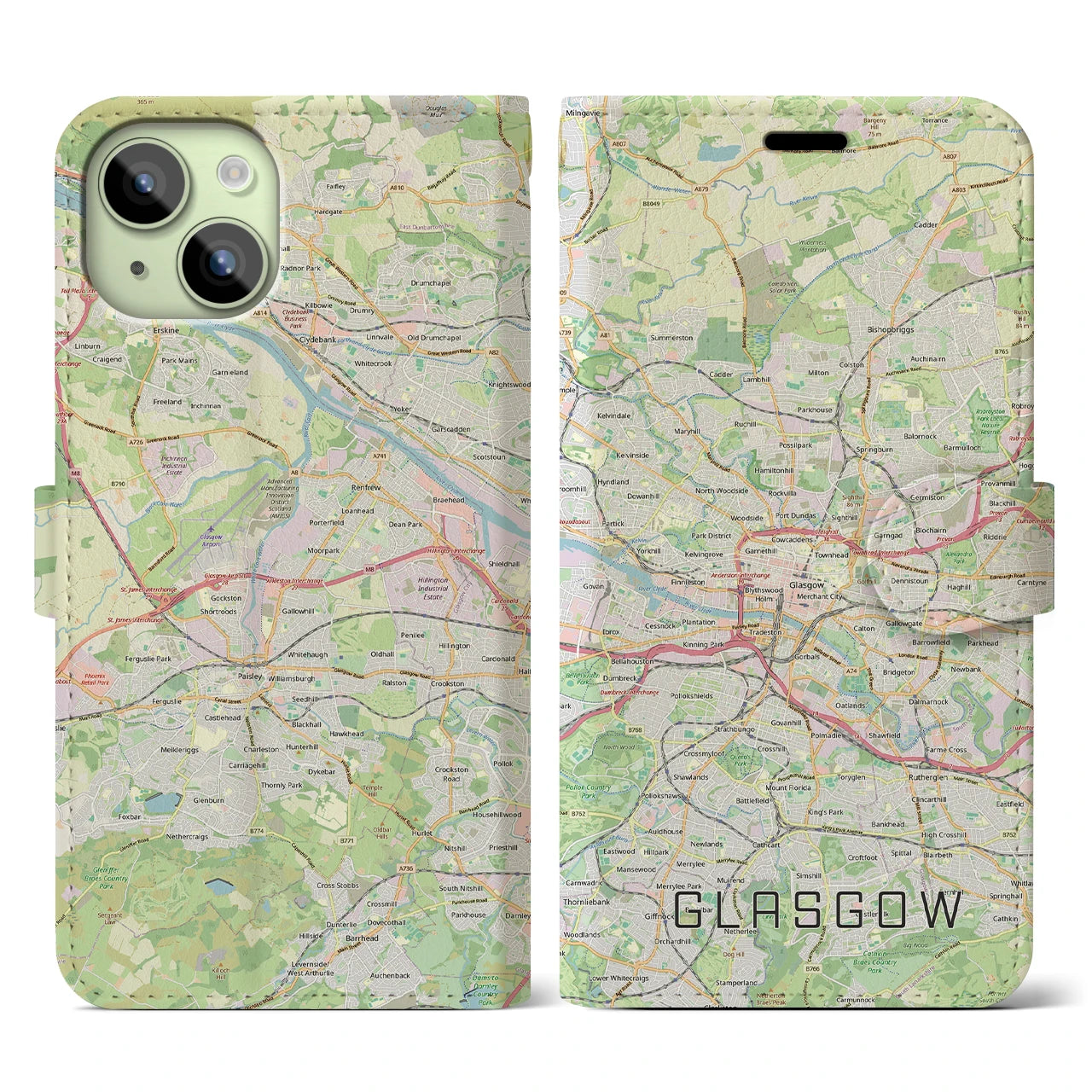 【グラスゴー（イギリス）】地図柄iPhoneケース（手帳タイプ）