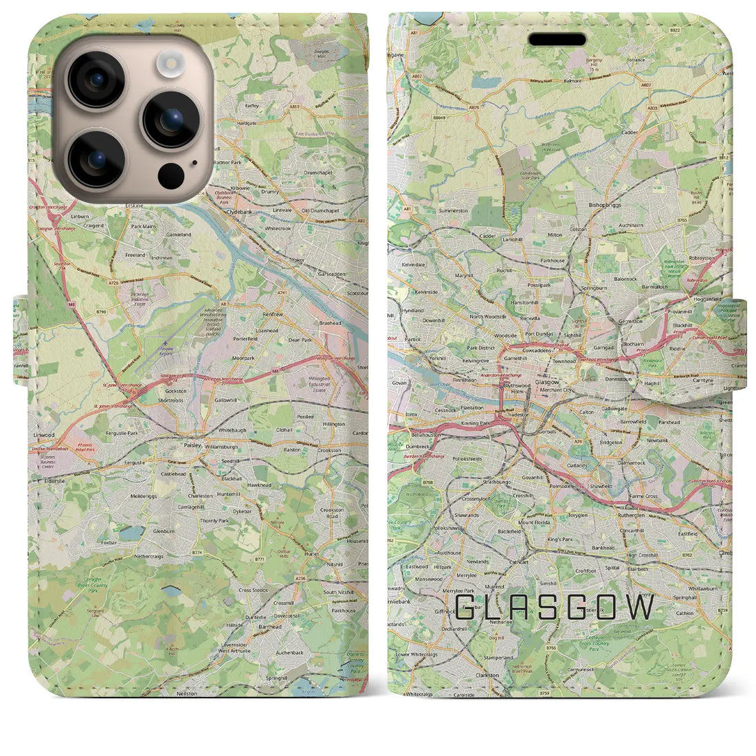 【グラスゴー（イギリス）】地図柄iPhoneケース（手帳タイプ）