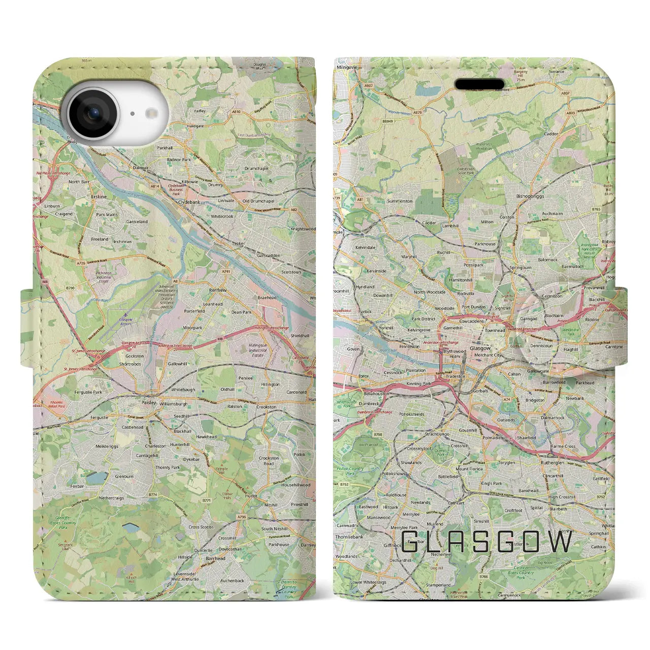 【グラスゴー（イギリス）】地図柄iPhoneケース（手帳タイプ）