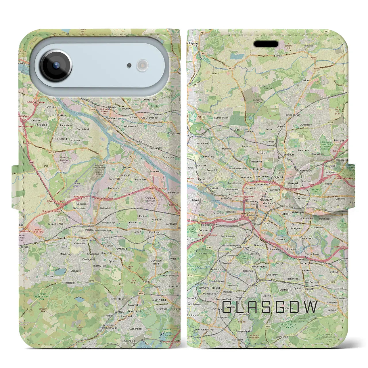 【グラスゴー（イギリス）】地図柄iPhoneケース（手帳タイプ）