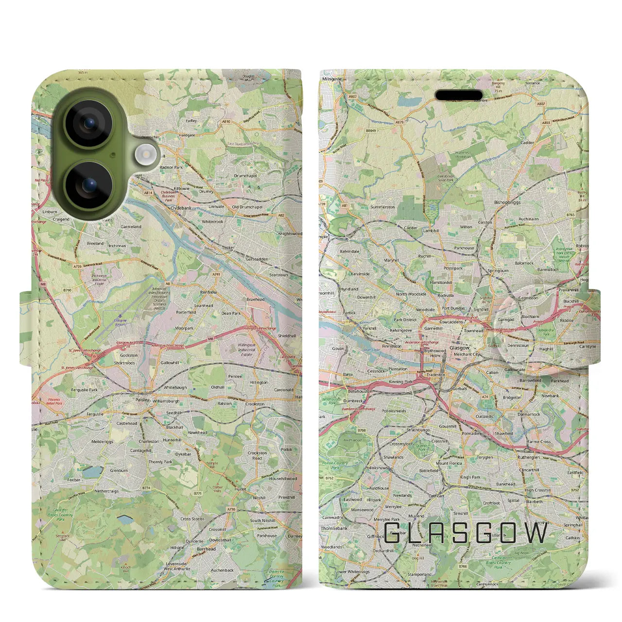 【グラスゴー（イギリス）】地図柄iPhoneケース（手帳タイプ）