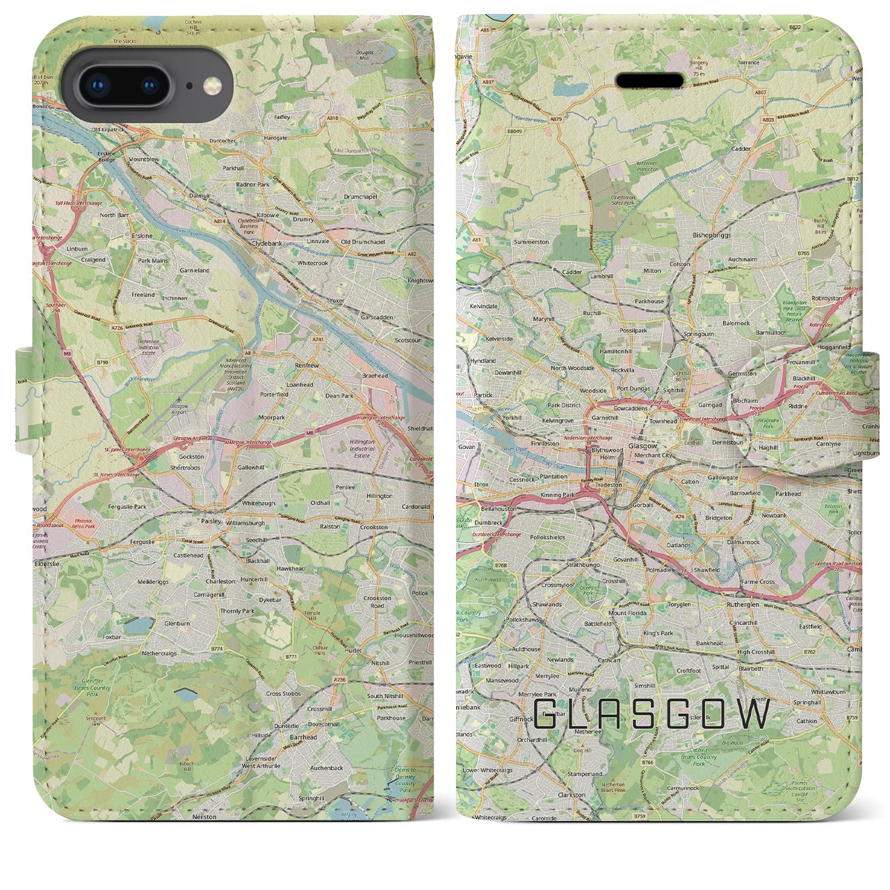 【グラスゴー（イギリス）】地図柄iPhoneケース（手帳タイプ）