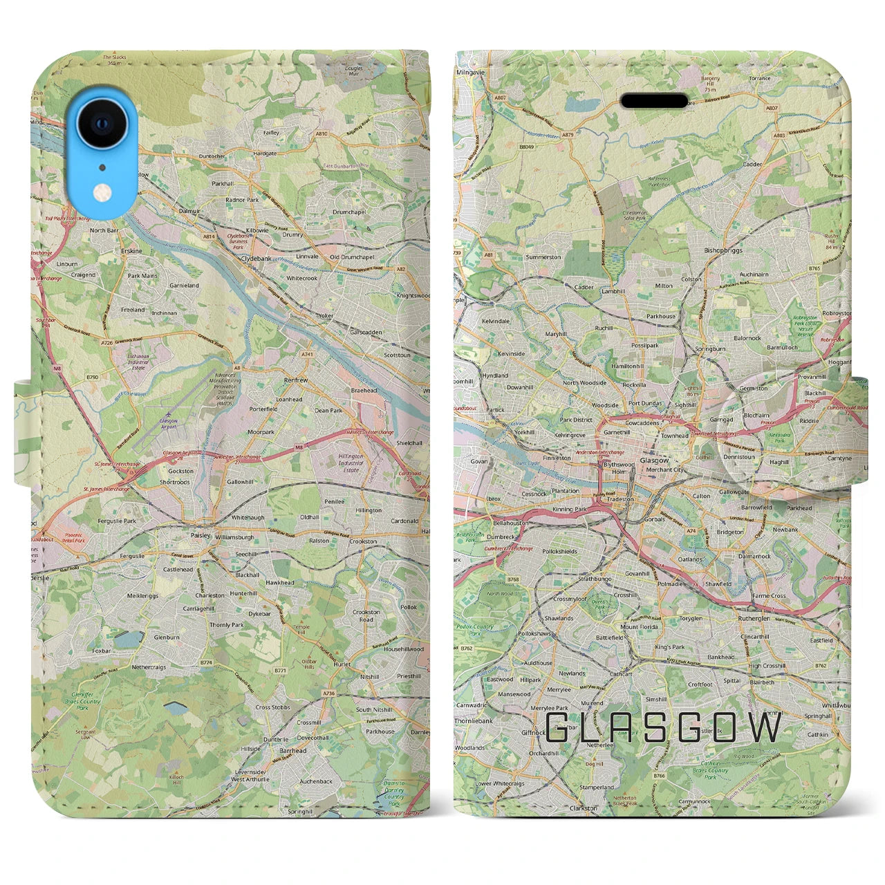 【グラスゴー（イギリス）】地図柄iPhoneケース（手帳タイプ）