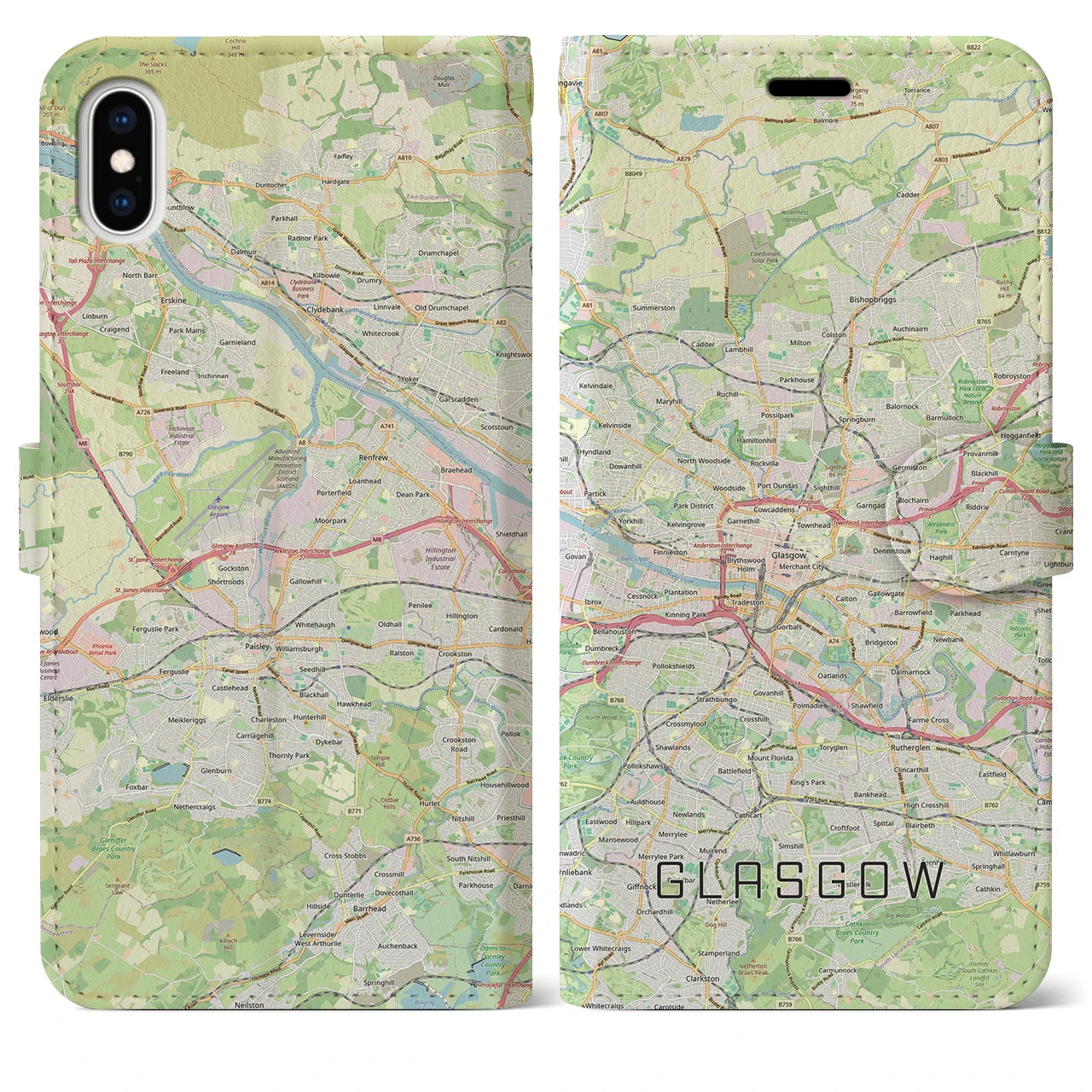 【グラスゴー（イギリス）】地図柄iPhoneケース（手帳タイプ）