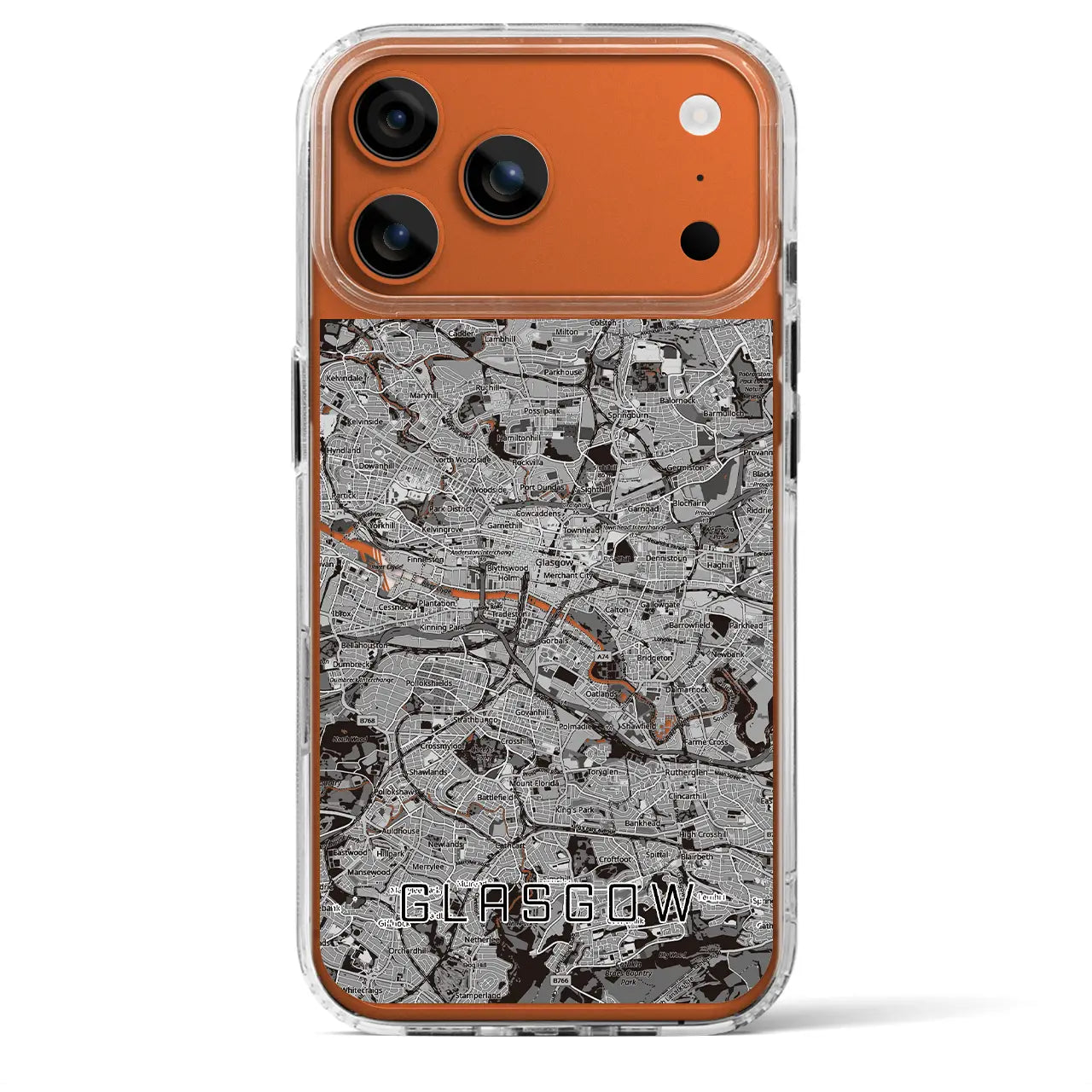 【グラスゴー（イギリス）】地図柄iPhoneケース（MagSafeタイプ）モノトーン・iPhone 17 Pro Max 用