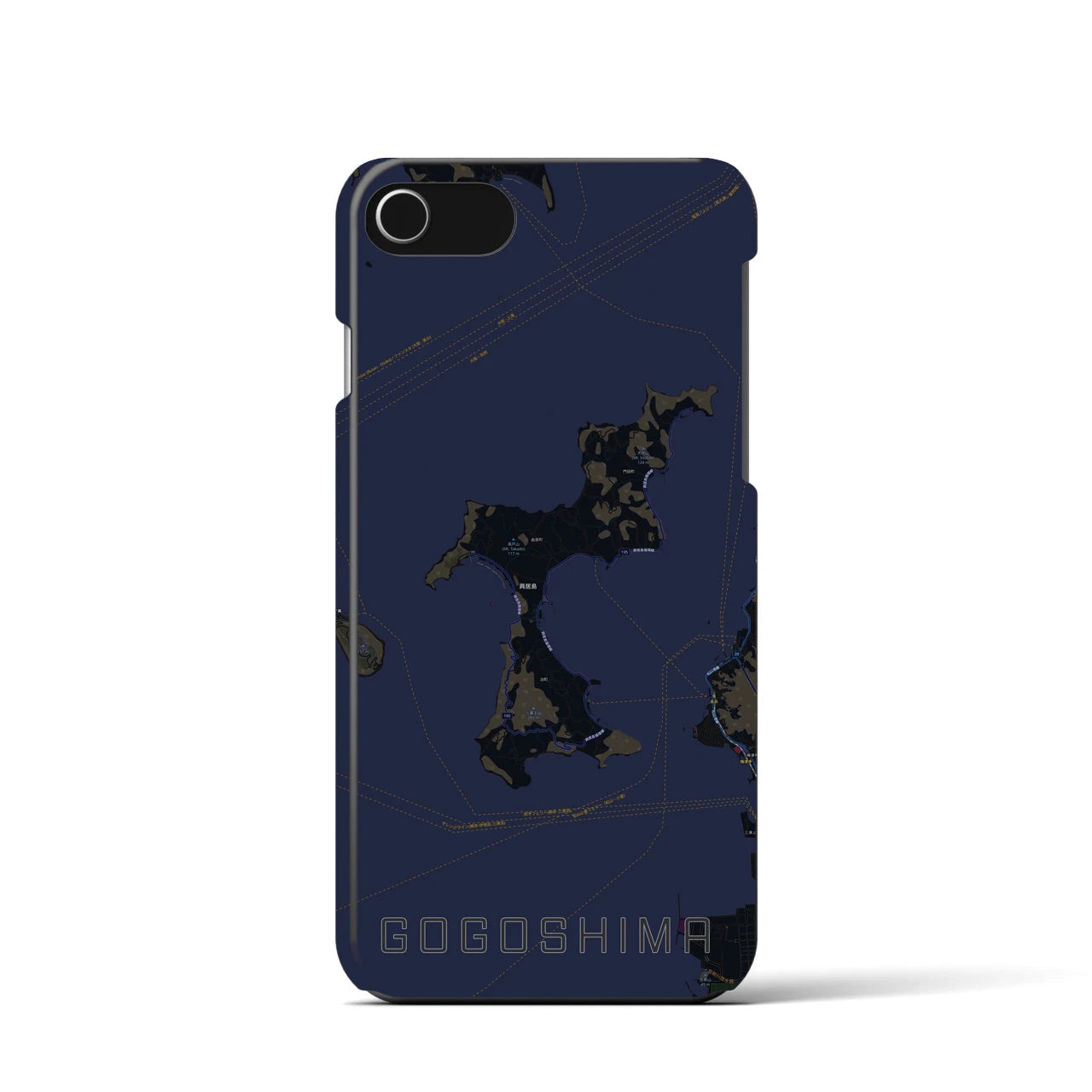 【興居島（愛媛県）】地図柄iPhoneケース（バックカバータイプ）