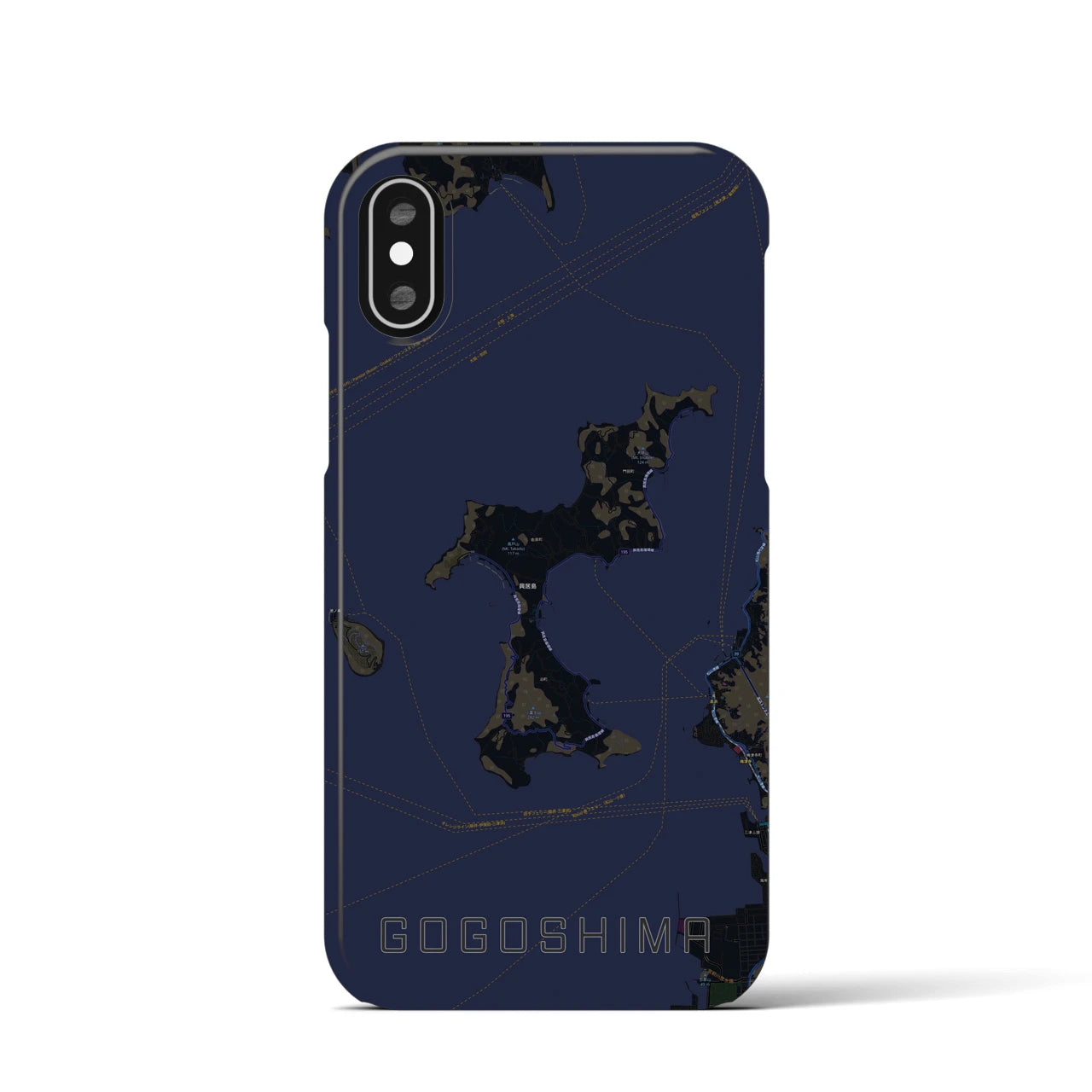 【興居島（愛媛県）】地図柄iPhoneケース（バックカバータイプ）