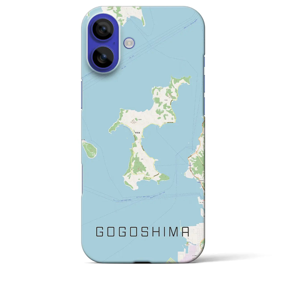 【興居島(愛媛県)】地図柄iPhoneケース(バックカバータイプ)ブラック・iPhone 16 Pro Max 用