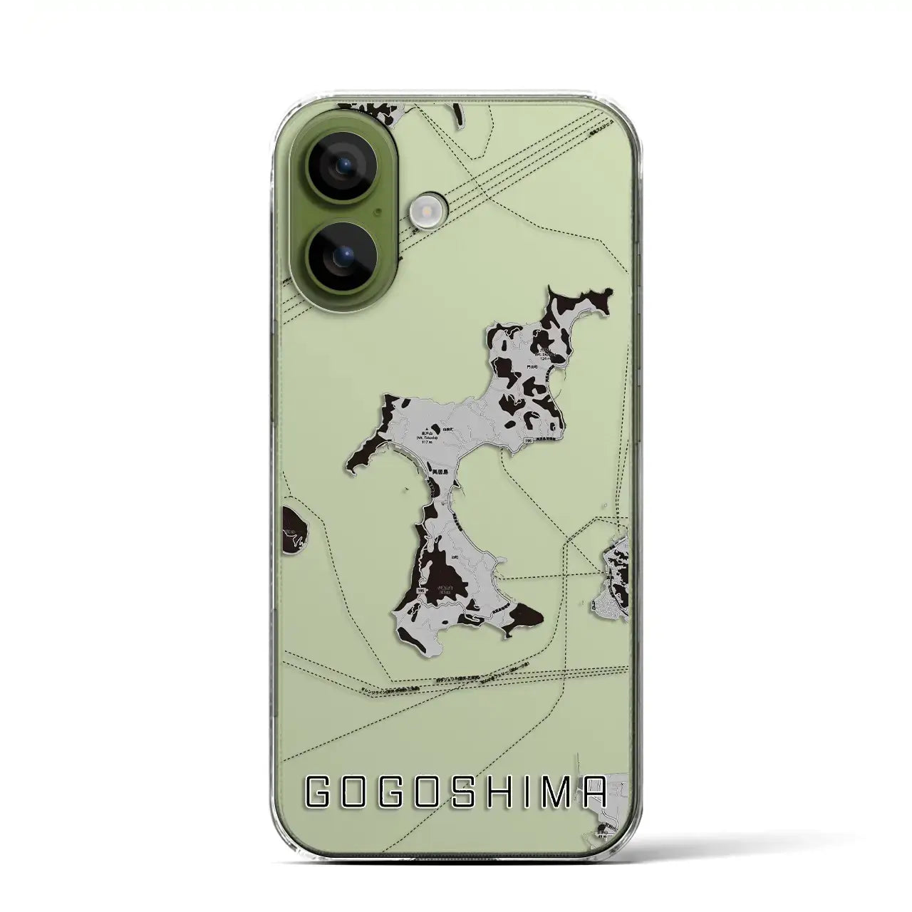 【興居島（愛媛県）】地図柄iPhoneケース（クリアタイプ）モノトーン・iPhone 17 Pro Max 用
