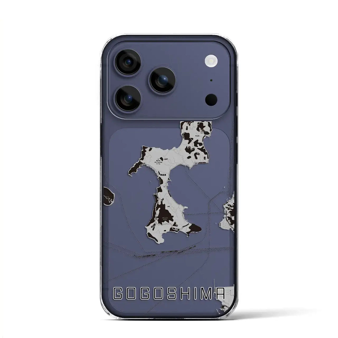 【興居島（愛媛県）】地図柄iPhoneケース（クリアタイプ）モノトーン・iPhone 17 Pro Max 用