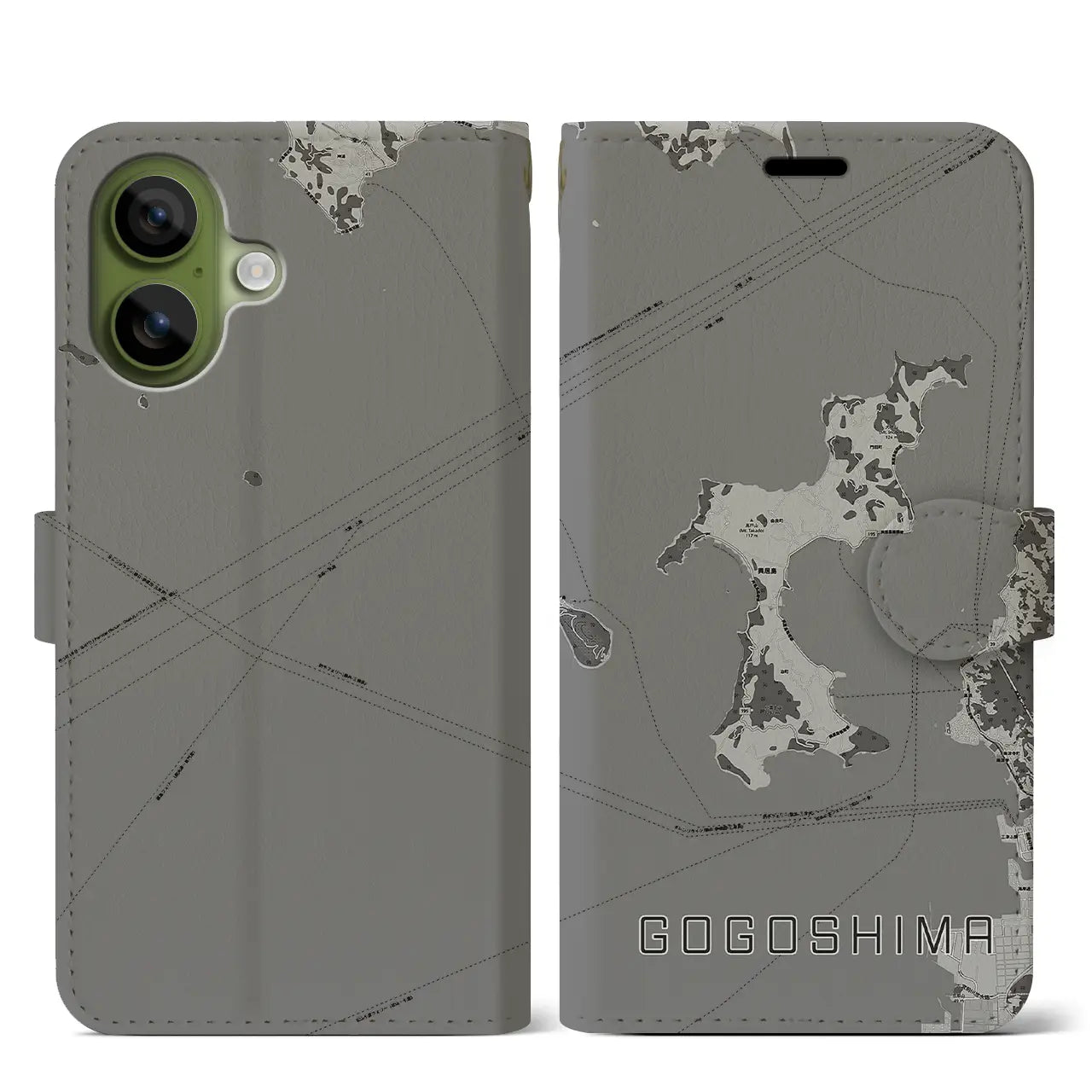 【興居島（愛媛県）】地図柄iPhoneケース（手帳タイプ）