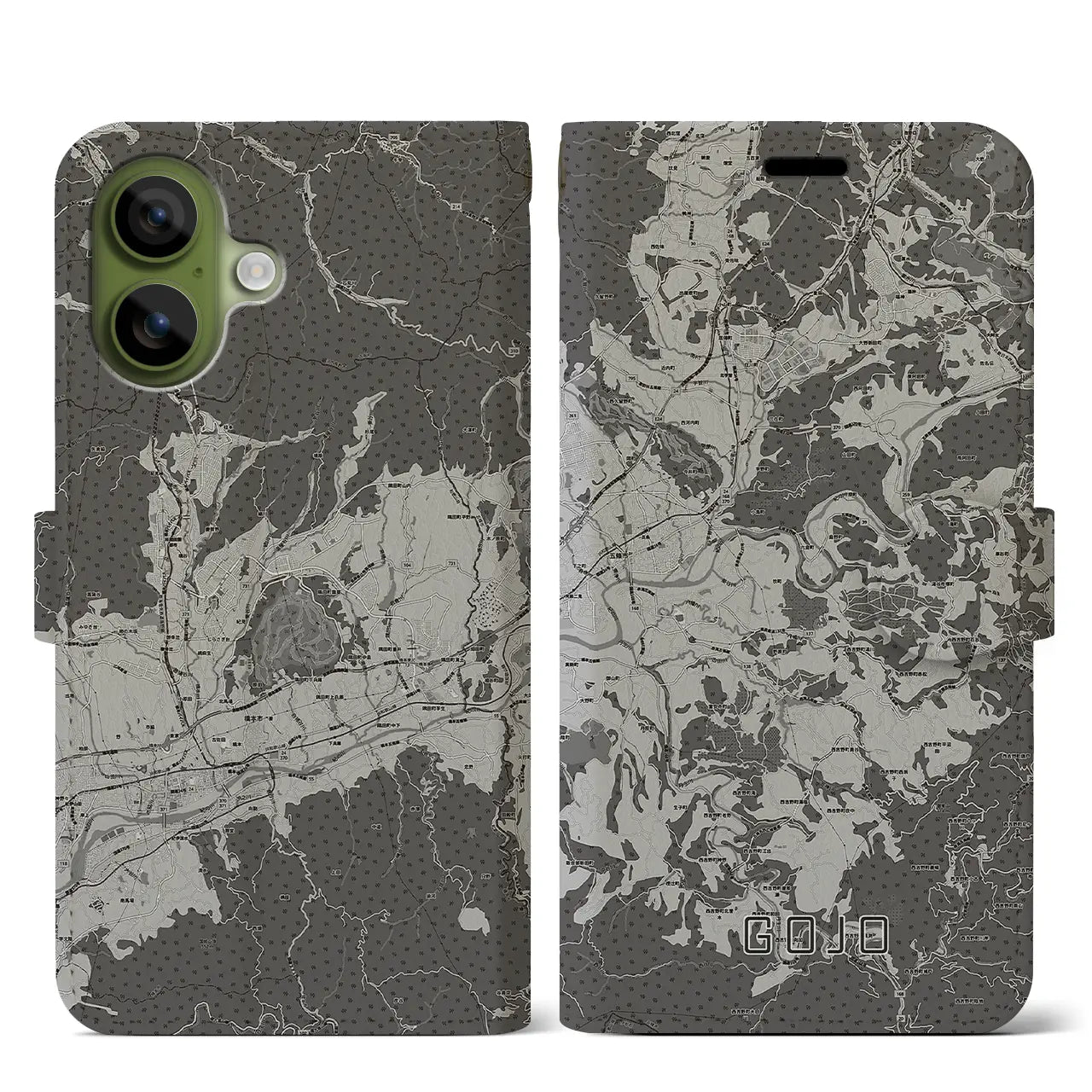 【五條（奈良県）】地図柄iPhoneケース（手帳タイプ）