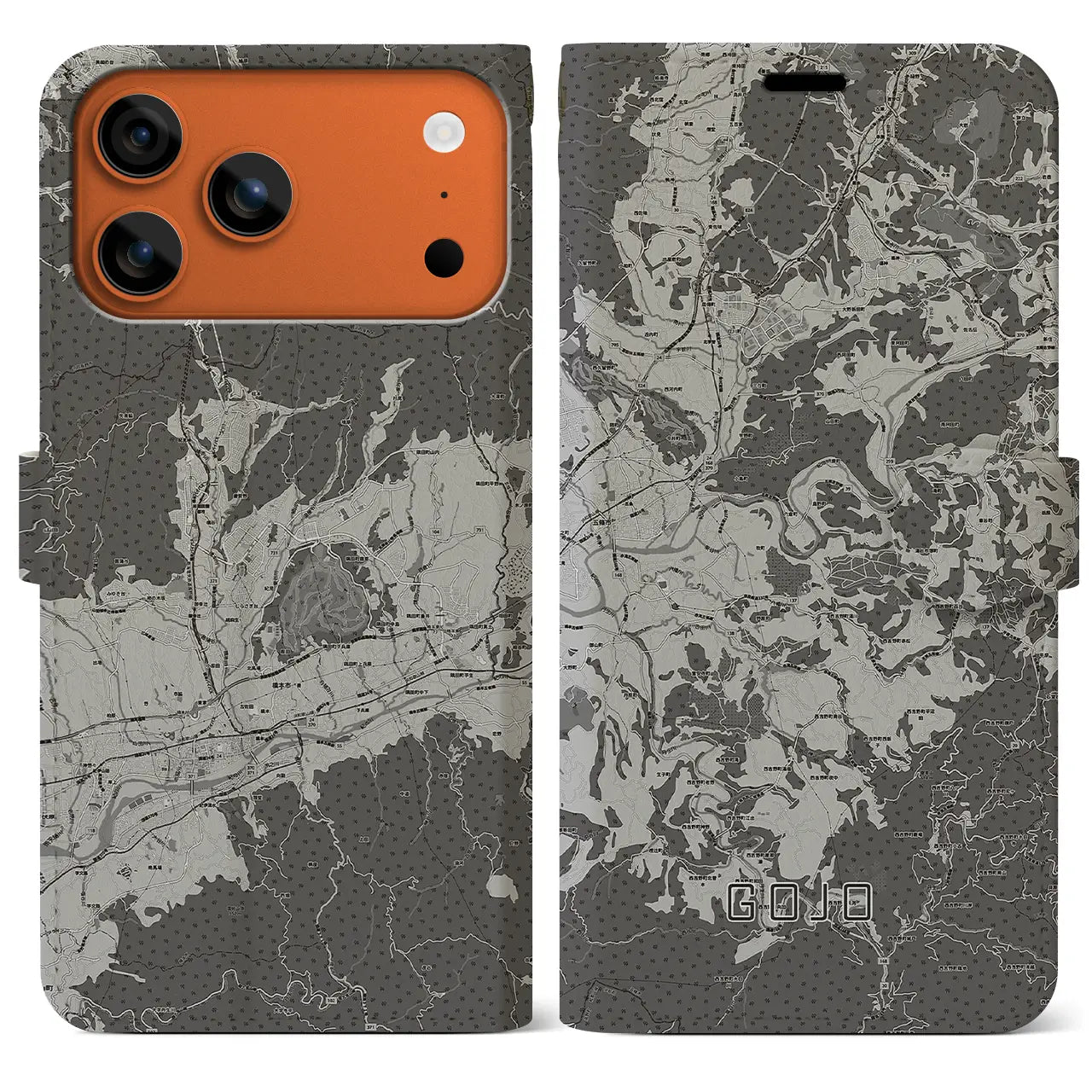 【五條（奈良県）】地図柄iPhoneケース（手帳タイプ）