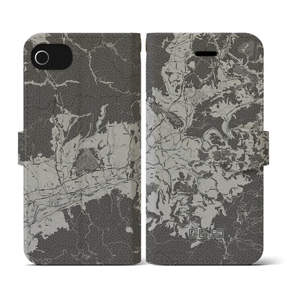 【五條（奈良県）】地図柄iPhoneケース（手帳タイプ）モノトーン・iPhone SE（第3 / 第2世代） / 8 / 7 / 6s / 6 用