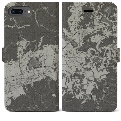 【五條（奈良県）】地図柄iPhoneケース（手帳タイプ）モノトーン・iPhone 8Plus /7Plus / 6sPlus / 6Plus 用