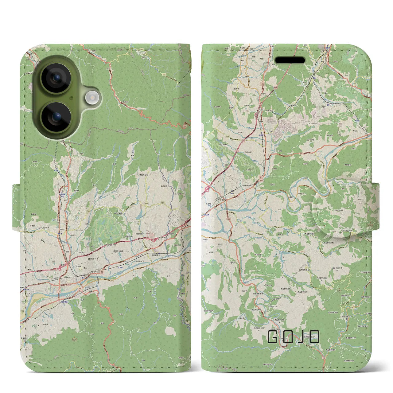 【五條（奈良県）】地図柄iPhoneケース（手帳タイプ）