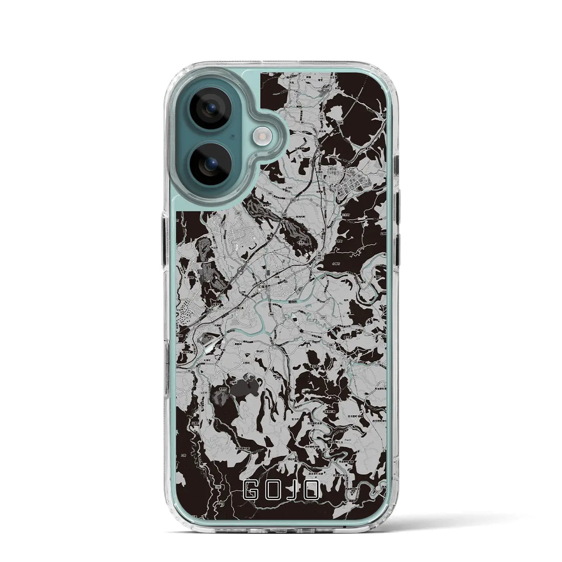 【五條(奈良県)】地図柄iPhoneケース(MagSafeタイプ)モノトーン・iPhone 16 Pro 用