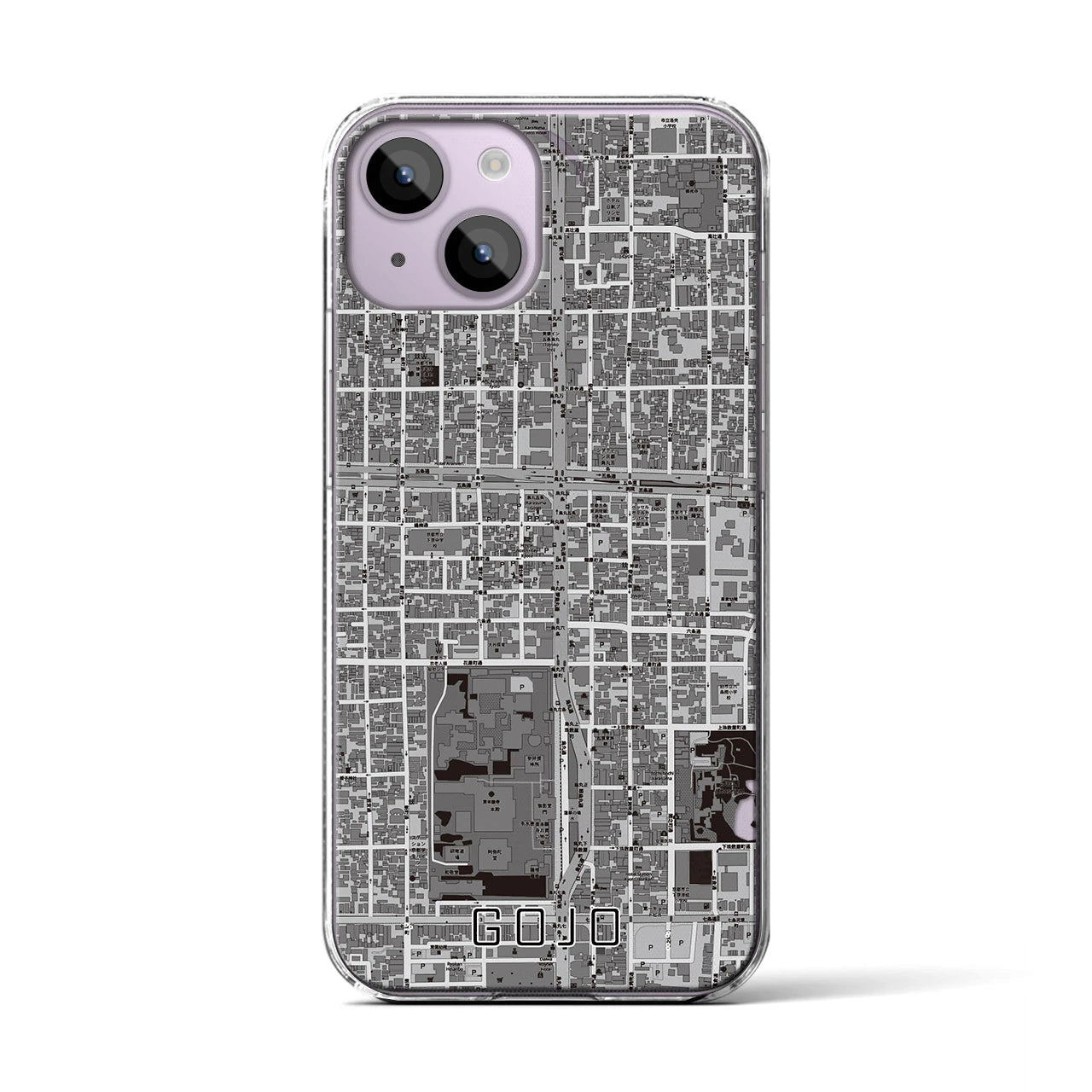 【五条（京都府）】地図柄iPhoneケース（クリアタイプ）