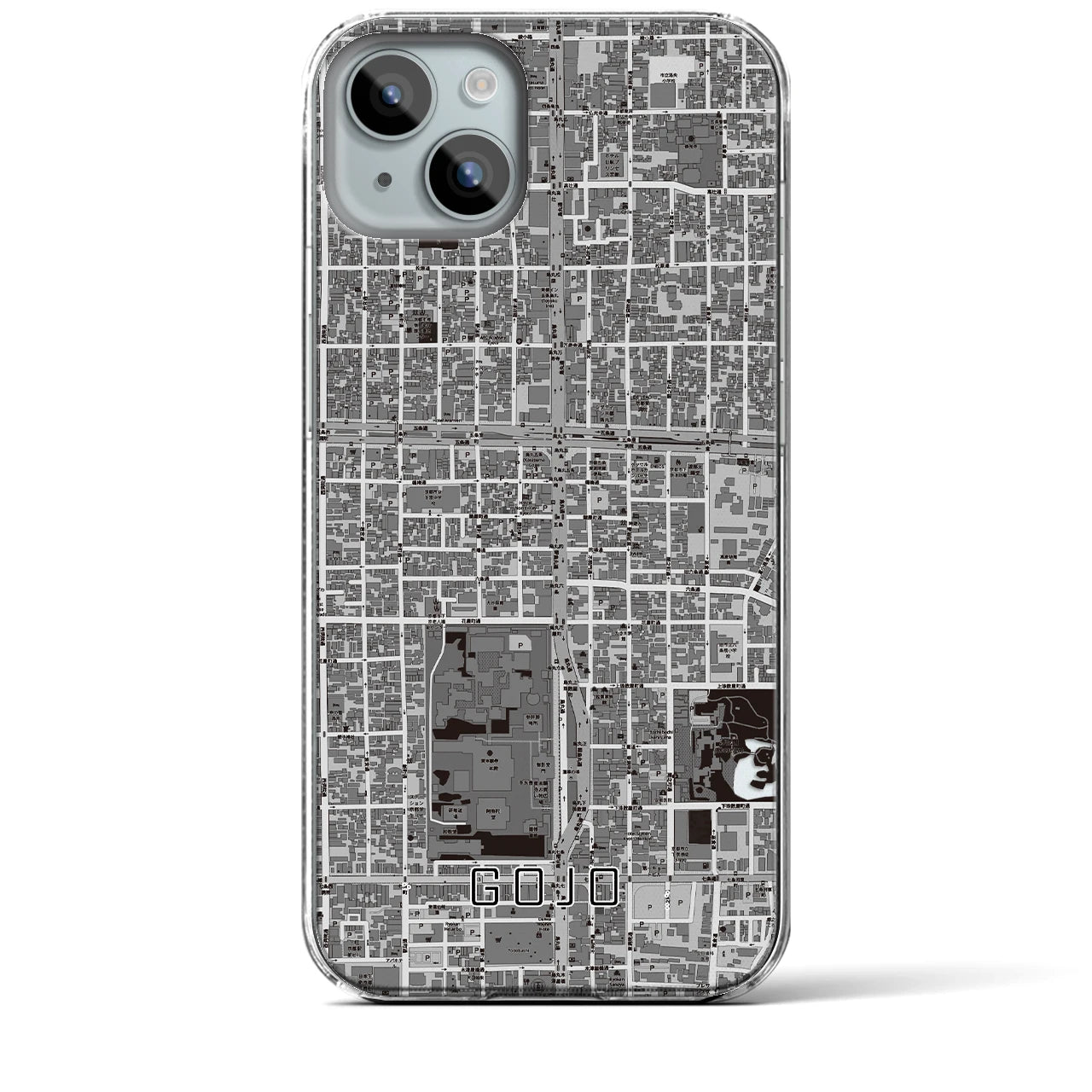 【五条（京都府）】地図柄iPhoneケース（クリアタイプ）