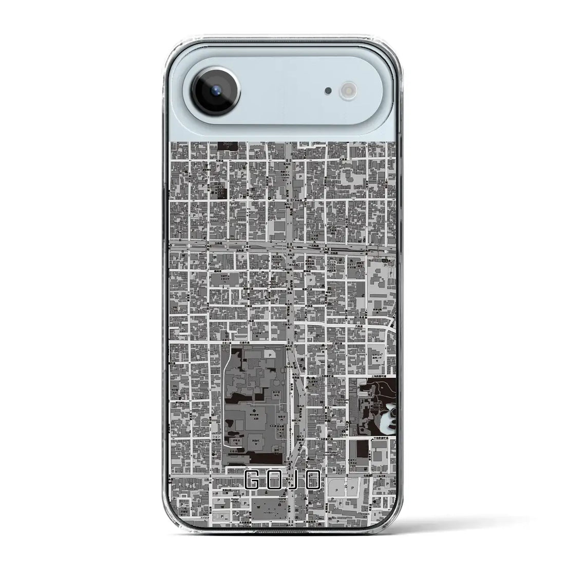【五条（京都府）】地図柄iPhoneケース（クリアタイプ）モノトーン・iPhone 17 Pro Max 用