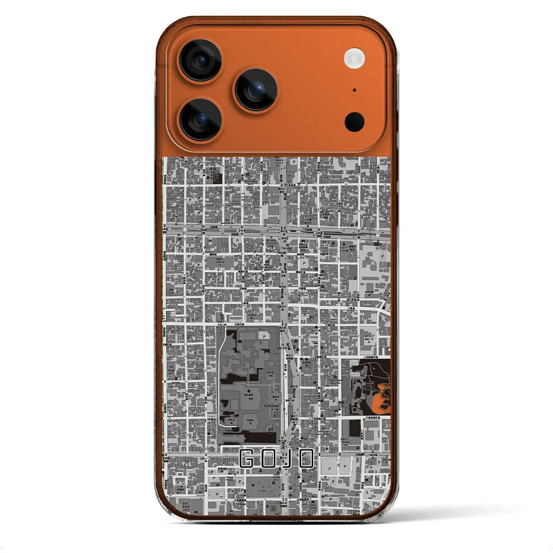 【五条（京都府）】地図柄iPhoneケース（クリアタイプ）モノトーン・iPhone 17 Pro Max 用