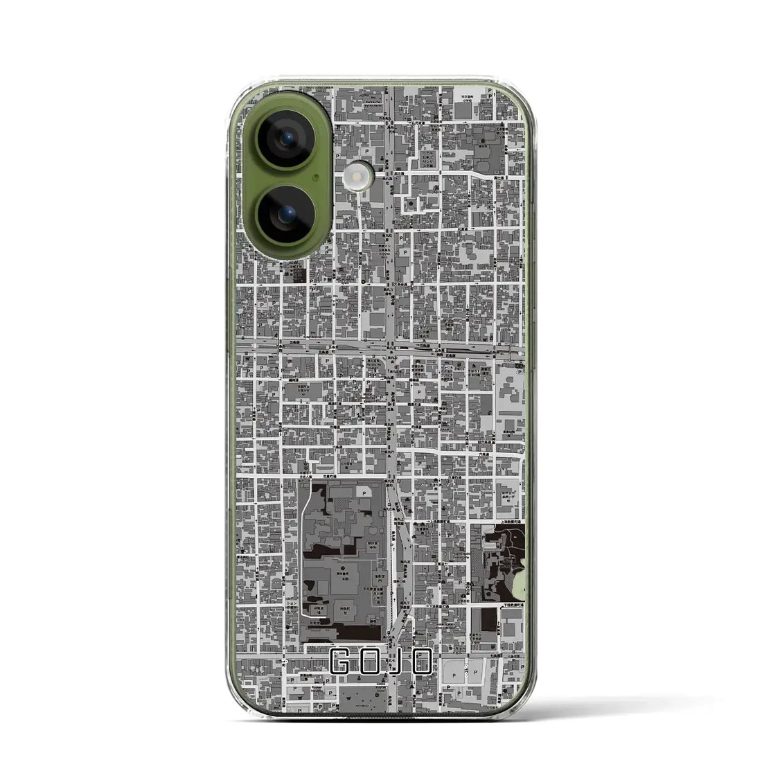 【五条（京都府）】地図柄iPhoneケース（クリアタイプ）モノトーン・iPhone 17 Pro Max 用